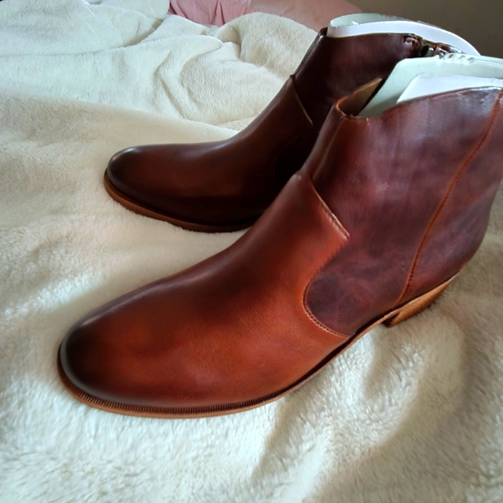 Kork Ease Casper Leather Bootie Low Western Boot in Brown Rum Women’s Size 10